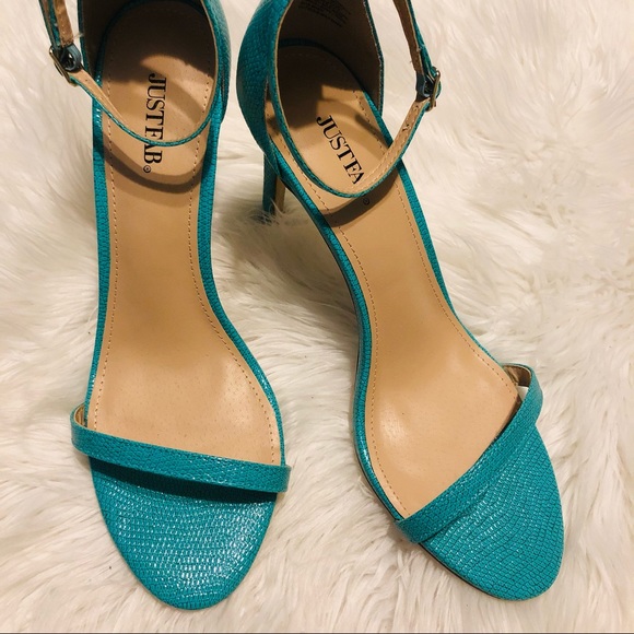 JustFab Shoes - Just Fab “Picture Perfect” Teal Heeled Sandal